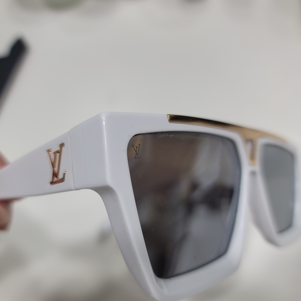Louis Vuitton White and Gold Sunglasses